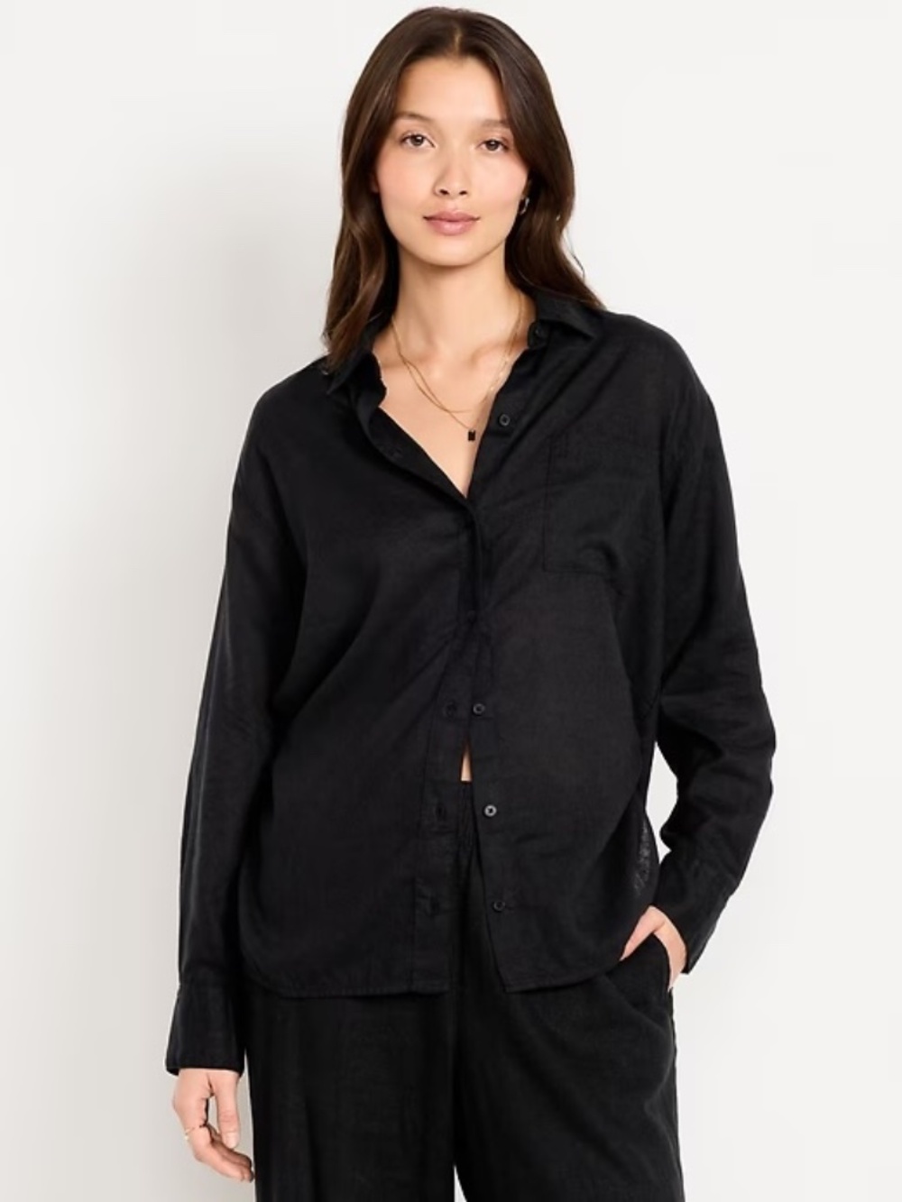 Old Navy Oversized Black Boyfriend Button Down Shirt